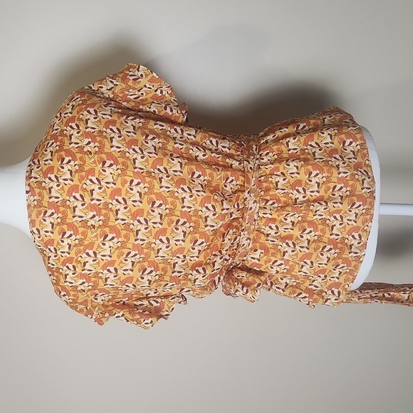 Max studio floral multicolor white and orange women top size Small - Picture 5 of 6